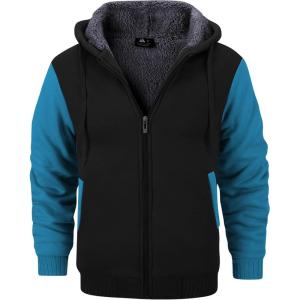 imageGEEK LIGHTING Mens FleeceLined Zip Up Hoodie Thick Hooded Jacket Winter Warm Athletic SweatshirtBlackLake Blue