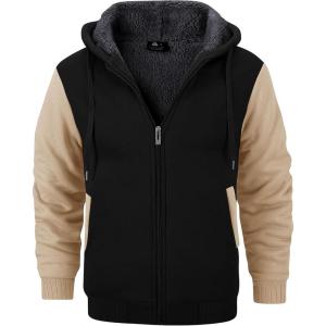 imageGEEK LIGHTING Mens FleeceLined Zip Up Hoodie Thick Hooded Jacket Winter Warm Athletic SweatshirtBlackLight Brown