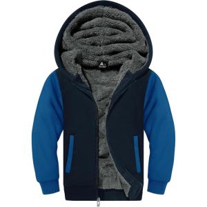 imageGEEK LIGHTING Boys Sherpa Lined Hoodie Kids Fleece Sweatshirt Full Zip Hooded JacketBblue
