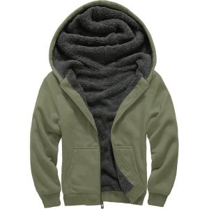 imageGEEK LIGHTING Boys Sherpa Lined Hoodie Kids Fleece Sweatshirt Full Zip Hooded JacketCdarkgreen