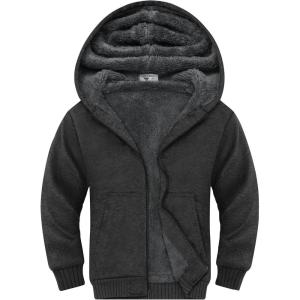 imageGEEK LIGHTING Boys Sherpa Lined Hoodie Kids Fleece Sweatshirt Full Zip Hooded JacketCdarkgrey
