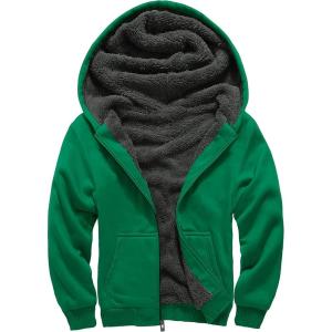 imageGEEK LIGHTING Boys Sherpa Lined Hoodie Kids Fleece Sweatshirt Full Zip Hooded JacketCgreen