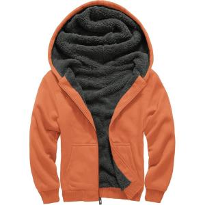 imageGEEK LIGHTING Boys Sherpa Lined Hoodie Kids Fleece Sweatshirt Full Zip Hooded JacketCorange