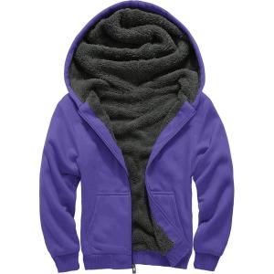 imageGEEK LIGHTING Boys Sherpa Lined Hoodie Kids Fleece Sweatshirt Full Zip Hooded JacketCpurple