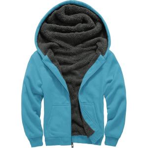 imageGEEK LIGHTING Boys Sherpa Lined Hoodie Kids Fleece Sweatshirt Full Zip Hooded JacketCskyblue