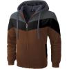 imageGEEK LIGHTING Mens Fleece Hoodies Zip Up Color Block Thick Winter Hooded SweatshirtGrey Dark Grey Brown