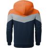 imageGEEK LIGHTING Mens Fleece Hoodies Zip Up Color Block Thick Winter Hooded SweatshirtOrange Grey Blue