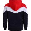 imageGEEK LIGHTING Mens Fleece Hoodies Zip Up Color Block Thick Winter Hooded SweatshirtRed White Blue
