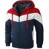 imageGEEK LIGHTING Mens Fleece Hoodies Zip Up Color Block Thick Winter Hooded SweatshirtRed White Navy