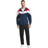 imageGEEK LIGHTING Mens Fleece Hoodies Zip Up Color Block Thick Winter Hooded SweatshirtRed White Navy