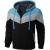 imageGEEK LIGHTING Mens Fleece Hoodies Zip Up Color Block Thick Winter Hooded SweatshirtSky Blue Grey Black