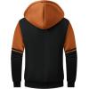 imageGEEK LIGHTING Mens Fleece Hoodies Zip Up Color Block Thick Winter Hooded SweatshirtVulcan Black Brown