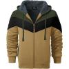 imageGEEK LIGHTING Mens Fleece Hoodies Zip Up Color Block Thick Winter Hooded SweatshirtGreen Black Khaki