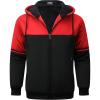 imageGEEK LIGHTING Mens Fleece Hoodies Zip Up Color Block Thick Winter Hooded SweatshirtVulcan Black Red
