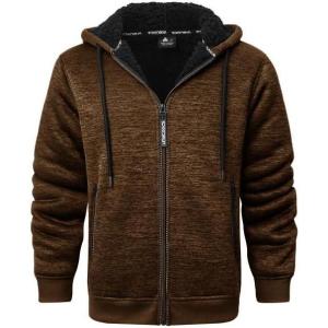 imageGEEK LIGHTING Mens Hoodie Heavyweight Fleece Sweatshirt Comfortable Full Zip Up Thick Sherpa Lined for Men Outdoor ActivityHeather Sugar Almond