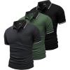 imageGEEK LIGHTING 3 Pack Mens Polo Shirts Short Sleeve Athletic Polo for Men Casual Moisture Wicking TShirts with PocketBlack Gray Armygreen