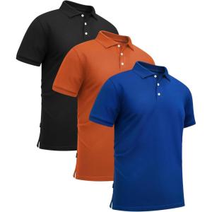 imageGEEK LIGHTING 3 Pack Mens Polo Shirts Short Sleeve Moisture Wicking Performance Golf Shirt for Men Casual Collared ShirtLightblue