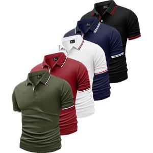 imageGEEK LIGHTING 5 Pack Men Polo Shirts with Pocket Multipack Golf Shirt for Men Moisture Wicking Casual Athletic Work TShirtsBluewhite Armygreen White Red Blackred