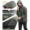 imageGEEK LIGHTING Mens Waterproof Hooded Rain Jacket Lightweight Raincoat for Outdoor Hiking Running TravelArmy Green With Bag