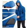 imageGEEK LIGHTING Mens Waterproof Hooded Rain Jacket Lightweight Raincoat for Outdoor Hiking Running TravelBlue With Bag