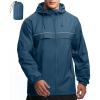 imageGEEK LIGHTING Mens Waterproof Hooded Rain Jacket Lightweight Raincoat for Outdoor Hiking Running TravelDark Blue With Bag