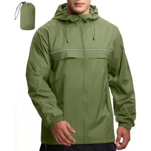 imageGEEK LIGHTING Mens Waterproof Hooded Rain Jacket Lightweight Raincoat for Outdoor Hiking Running TravelOrange With Bag