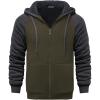 imageGEEK LIGHTING Mens FleeceLined Zip Up Hoodie Thick Hooded Jacket Winter Warm Athletic SweatshirtRaglan Green Dark Grey