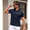 imageGEEK LIGHTING Mens Waffle Texture Polo Shirts Short Sleeve Casual TShirts Moisture Wicking Collared Golf Shirt with PocketNavy