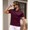 imageGEEK LIGHTING Mens Waffle Texture Polo Shirts Short Sleeve Casual TShirts Moisture Wicking Collared Golf Shirt with PocketWine Red