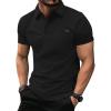 imageGEEK LIGHTING Mens Waffle Texture Polo Shirts Short Sleeve Casual TShirts Moisture Wicking Collared Golf Shirt with PocketBlack