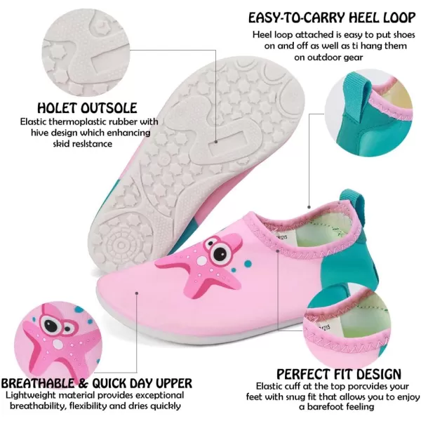 HIITAVE Kids Water Shoes Non-Slip Beach Swim Barefoot Quick Dry Aqua Pool Socks for Boys &amp; Girls Toddler