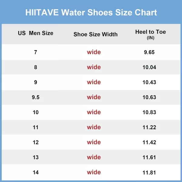 HIITAVE Men Barefoot Water Shoes Beach Aqua Socks Quick Dry for Outdoor Sport Hiking Swiming Surfing