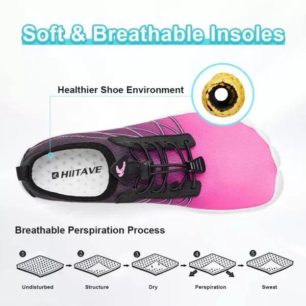HIITAVE Water Shoes Non Slip Aqua Shoes Barefoot Quick Dry Lightweight with Beach River Swim Pool for Men Women Gradient Color…