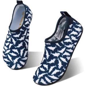 imageHIITAVE Kids Water Shoes NonSlip Beach Swim Barefoot Quick Dry Aqua Pool Socks for Boys ampamp Girls ToddlerNavyShark