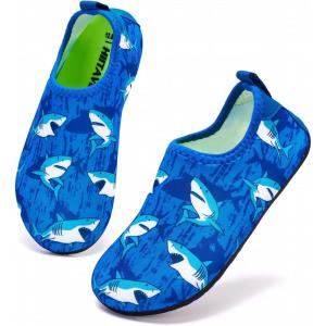 imageHIITAVE Kids Water Shoes NonSlip Beach Swim Barefoot Quick Dry Aqua Pool Socks for Boys ampamp Girls ToddlerNavyWhiteShark