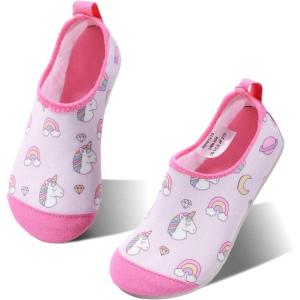 imageHIITAVE Kids Water Shoes NonSlip Beach Swim Barefoot Quick Dry Aqua Pool Socks for Boys ampamp Girls ToddlerPink UnicornRainbow