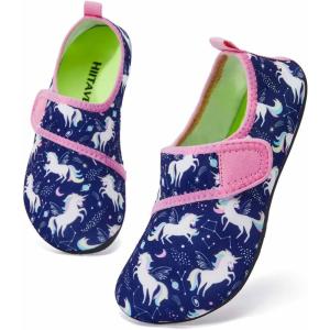 imageHIITAVE Kids Water Shoes NonSlip Beach Swim Barefoot Quick Dry Aqua Pool Socks for Boys ampamp Girls ToddlerTp PurpleUnicorn