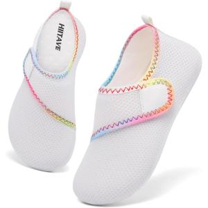 imageHIITAVE Kids Water Shoes NonSlip Beach Swim Barefoot Quick Dry Aqua Pool Socks for Boys ampamp Girls ToddlerTprainbowWhite