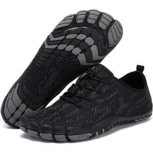 imageHIITAVE Men Barefoot Water Shoes Beach Aqua Socks Quick Dry for Outdoor Sport Hiking Swiming SurfingBlack