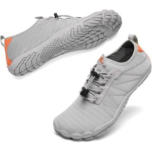 imageHIITAVE Men Barefoot Water Shoes Beach Aqua Socks Quick Dry for Outdoor Sport Hiking Swiming SurfingLight GrayOrange