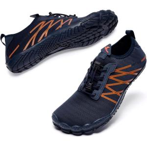 imageHIITAVE Men Barefoot Water Shoes Beach Aqua Socks Quick Dry for Outdoor Sport Hiking Swiming SurfingNavy Orange