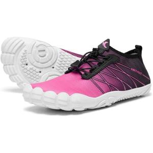 imageHIITAVE Water Shoes Non Slip Aqua Shoes Barefoot Quick Dry Lightweight with Beach River Swim Pool for Men Women Gradient ColorBlackFushia