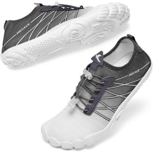 imageHIITAVE Water Shoes Non Slip Aqua Shoes Barefoot Quick Dry Lightweight with Beach River Swim Pool for Men Women Gradient ColorWhiteCocoa