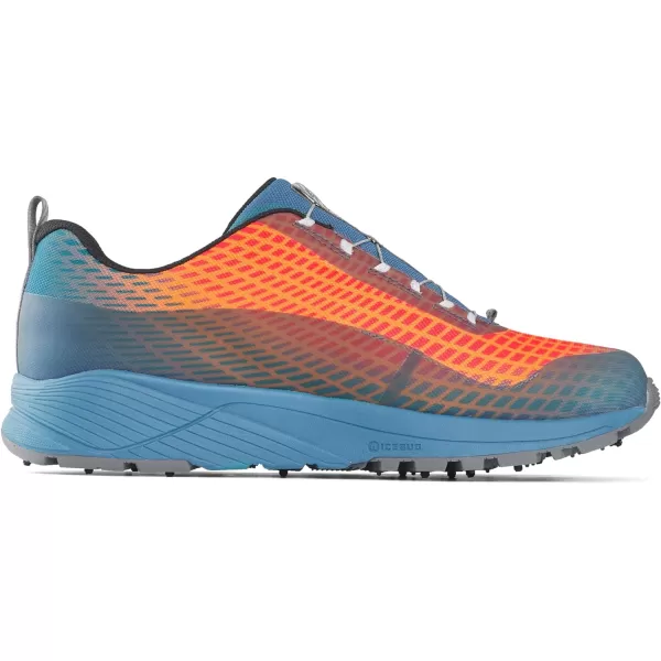 imageIcebug Mens NewRun BUGrip GTX Trail Running Shoe with Carbide Studded Traction SoleMist BlueFire Orange