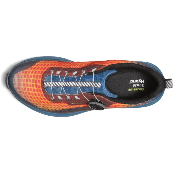 imageIcebug Mens NewRun BUGrip GTX Trail Running Shoe with Carbide Studded Traction SoleMist BlueFire Orange