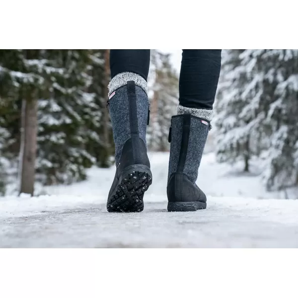 imageIcebug Womens Grove BUGrip BUGDri Woolpower Winter Walking Boot with Carbide Studded Traction SoleBlackGrey