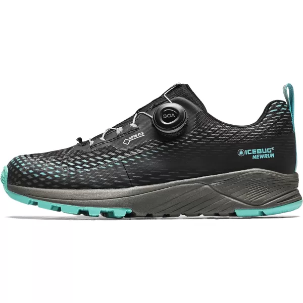 imageIcebug Womens NewRun BUGrip GTX Trail Running Shoe with Carbide Studded Traction SoleBlackJade Mist