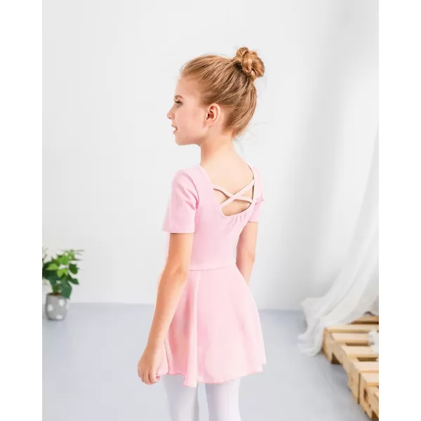 Stelle Ballet Leotards for Girls Dance Leotard with Skirt Toddler Activewear Dresses Criss-Cross Bow Back )