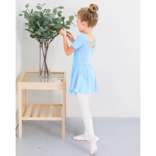 Stelle Ballet Leotards for Girls Dance Leotard with Skirt Toddler Activewear Dresses Criss-Cross Bow Back )