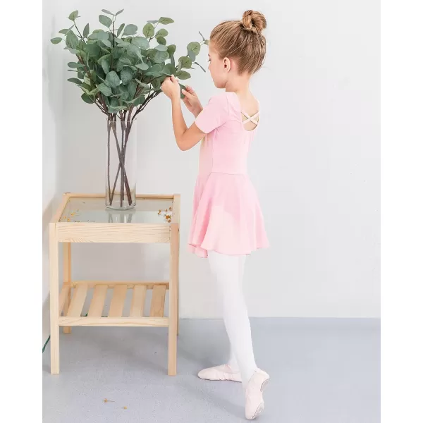 Stelle Ballet Leotards for Girls Dance Leotard with Skirt Toddler Activewear Dresses Criss-Cross Bow Back )